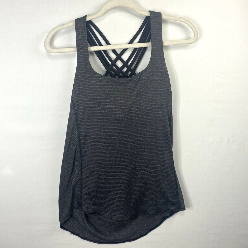 Lululemon Free To Be Wild 2-in-1 Tank Size 6 Gray Black Womens Yoga Gym Workout